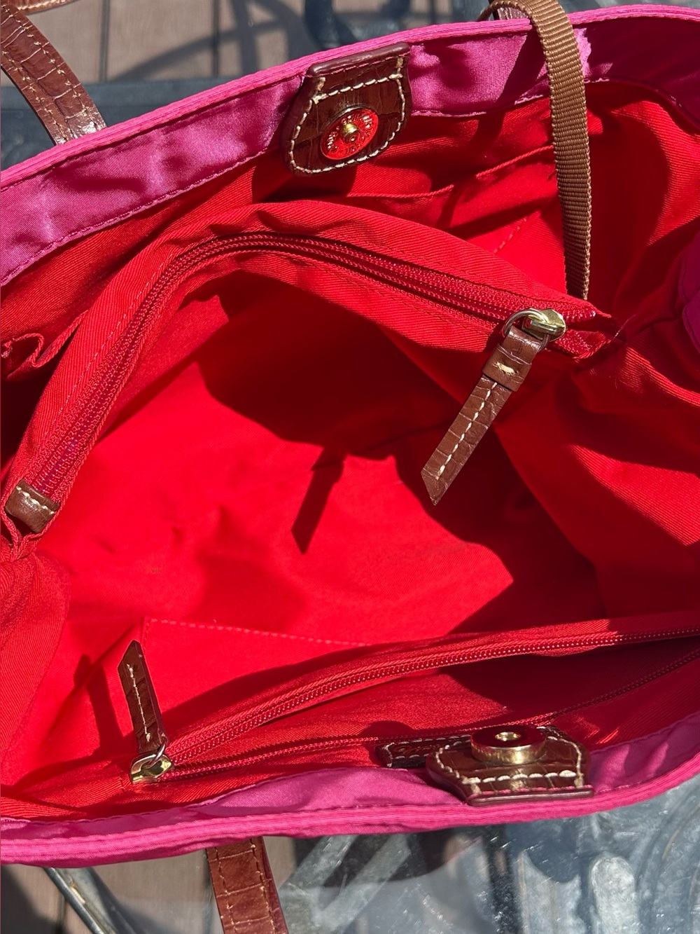 Dooney & Bourke Hot Pink Nylon Victoria Satchel Tote Bag - Picture 12 of 16